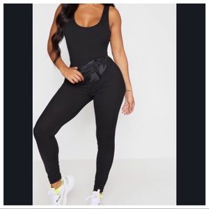 PLT Shape Black Ribbed Scoop Neck Jumpsuit Size 2